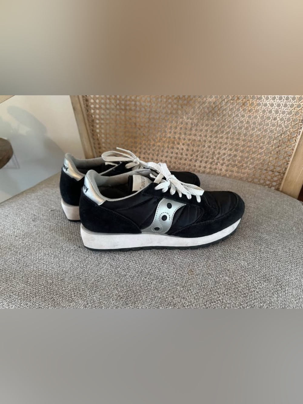 Saucony Black and Silver Retro Runner Sneakers